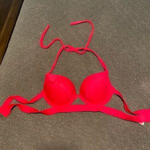 Red, push up bathing suit top. Underwire and padded.